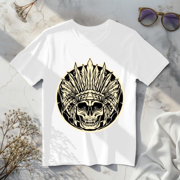 Skull with feather crown T-shirt - Image 6