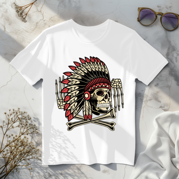 Skull with feathers T-shirt - Image 6