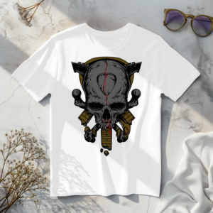 Skull with Guitar White t-shirt