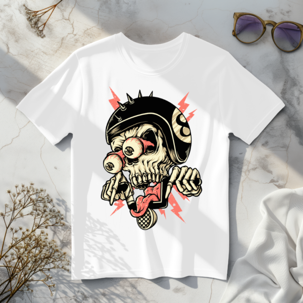 Skull with hanging eye balls Whit t-shirt