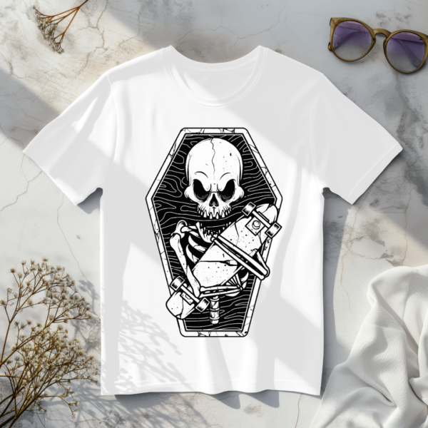 Skull with Skate board T-shirt - Image 6