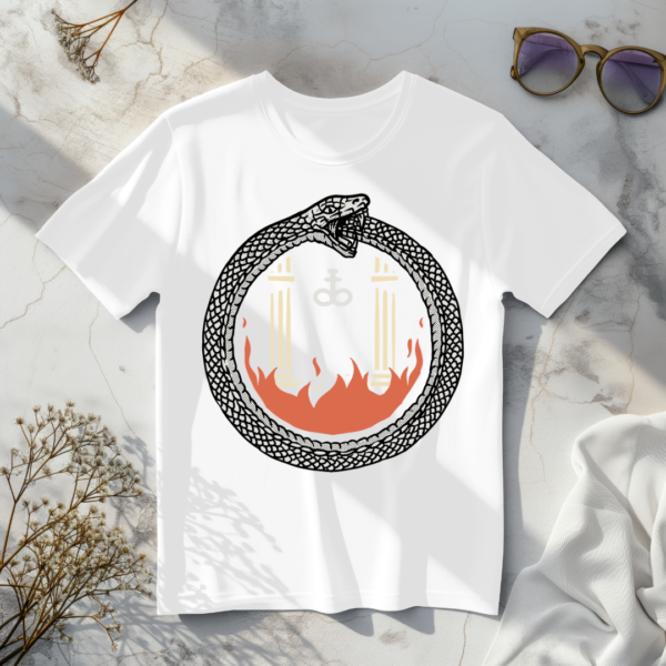 Snake with fire white t-shirt