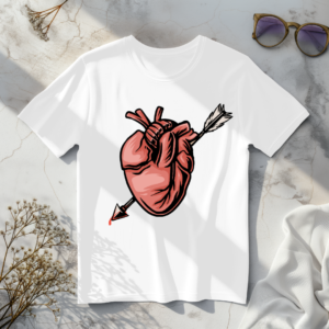 Heart with arrorw white t-shirt